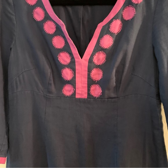 Boden 100% Linen Blue and Pink Dress - Picture 8 of 11